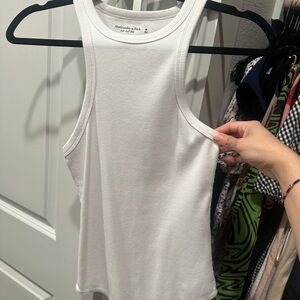 Abercrombie & Fitch White Ribbed Sleeveless Tank Top bodysuit